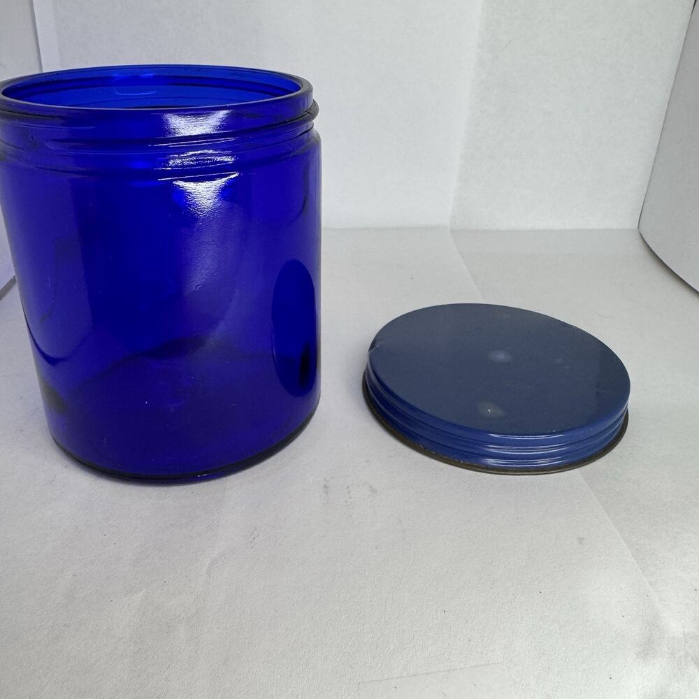 Cobalt Blue Glass Jar with Lid | Candle Container Storage Jar Decor
